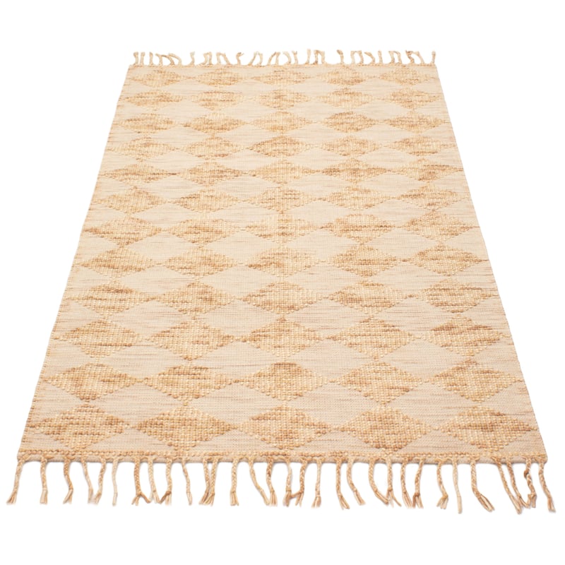 ECARPETGALLERY Braid weave Sienna Beige Wool Rug - 5'9 x 7'11