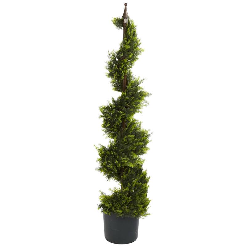 4ft Spiral Silk Tree - Indoor Greenery Display Home Decor Accent Lush Artificial Tree for Entryway Living Room - 4ft.
