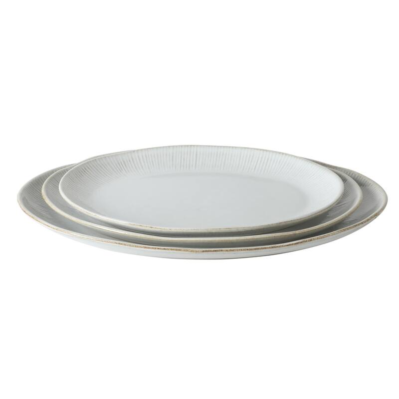 Gibson Elite Sandy Pines 3 Piece Oval Platter Set, 15.7", 13.75" & 12" Stoneware Reactive Serving Platters