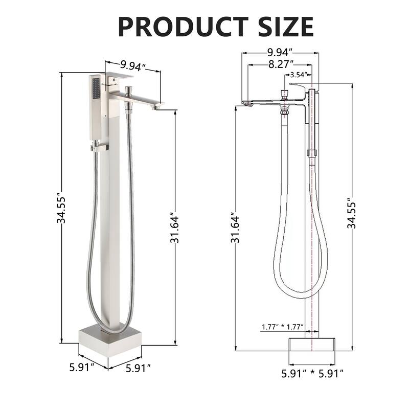 Bathtub Faucet, Single Handle Floor Mounted Free Standing Bathtub Faucet