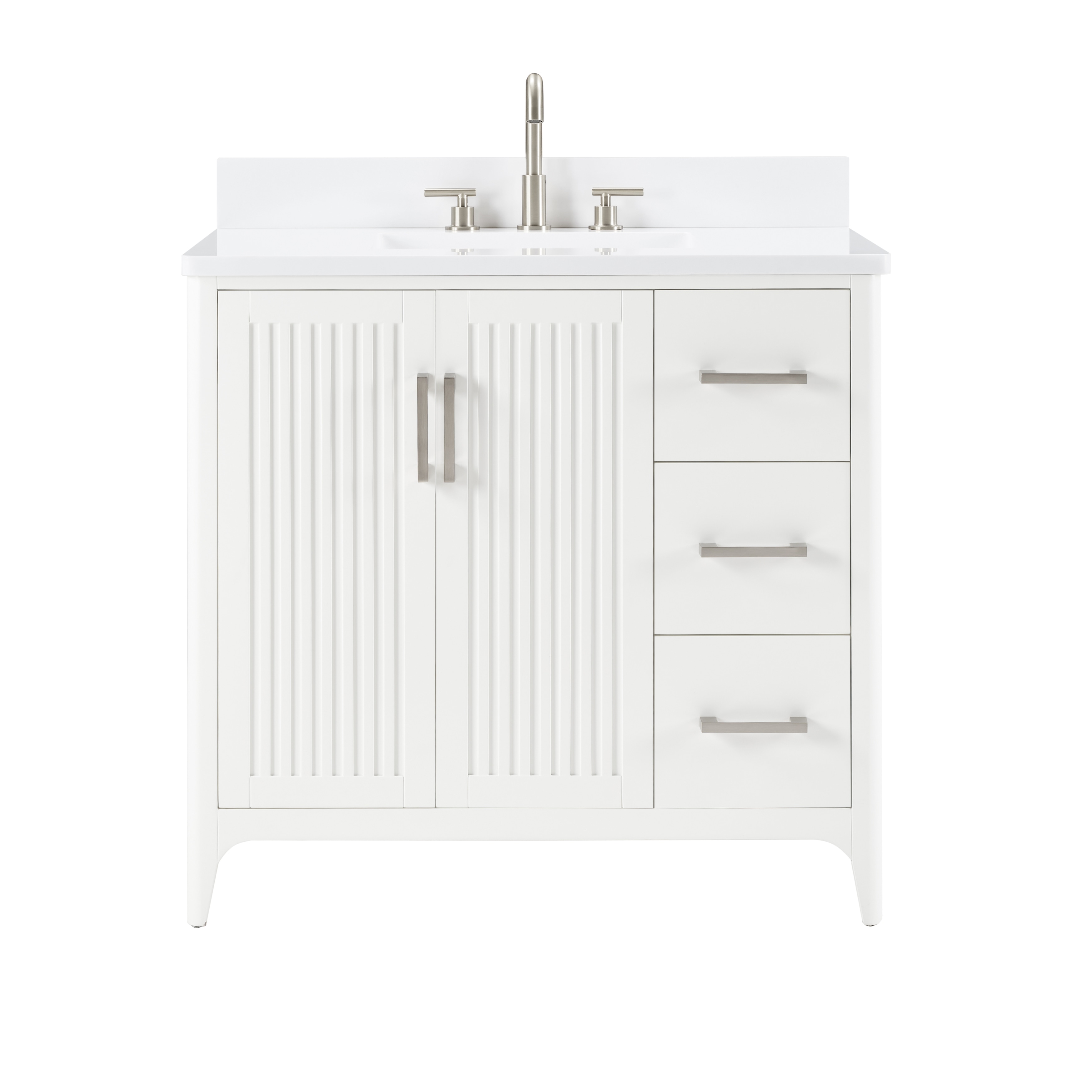 36" Solid Wood Bathroom Vanity with USB Charging Storage