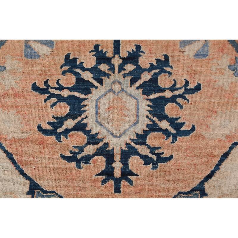 Orange Vegetable Dye Heriz Serapi Rug Hand-Knotted Wool Carpet - 8'11"x 11'11"