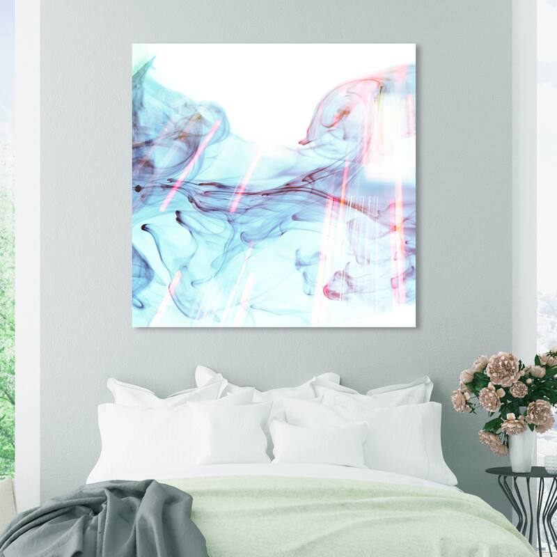 Wynwood Studio Canvas Abstract Clotilde White and Light Blue Modern & Contemporary Wall Art Canvas Print - 40 x 40
