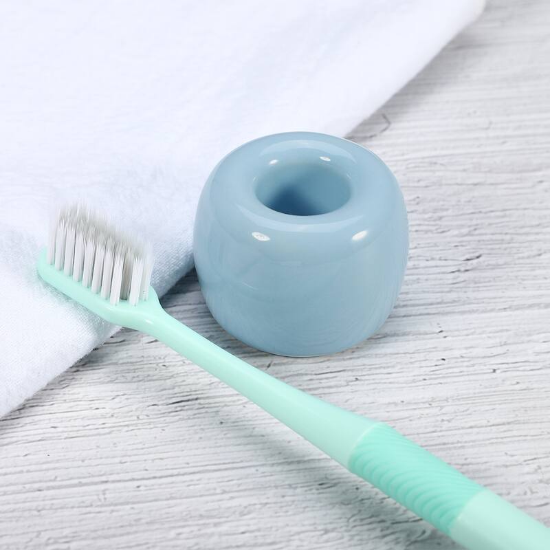 Toothbrush Holder, Round Mini Ceramic Toothbrush Holder Electric Toothbrush Holder, 1.65"x1.18", for Bathroom - Blue