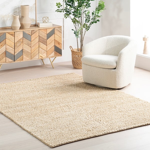 slide 2 of 11, Home Conservatory Textured Handwoven Jute Area Rug 4' x 6' - Beige - Rectangle