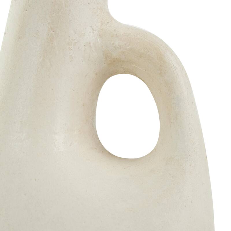 Paper Mache Abstract Curved Decorative Vase with Handle - Beige - Roche River Decor