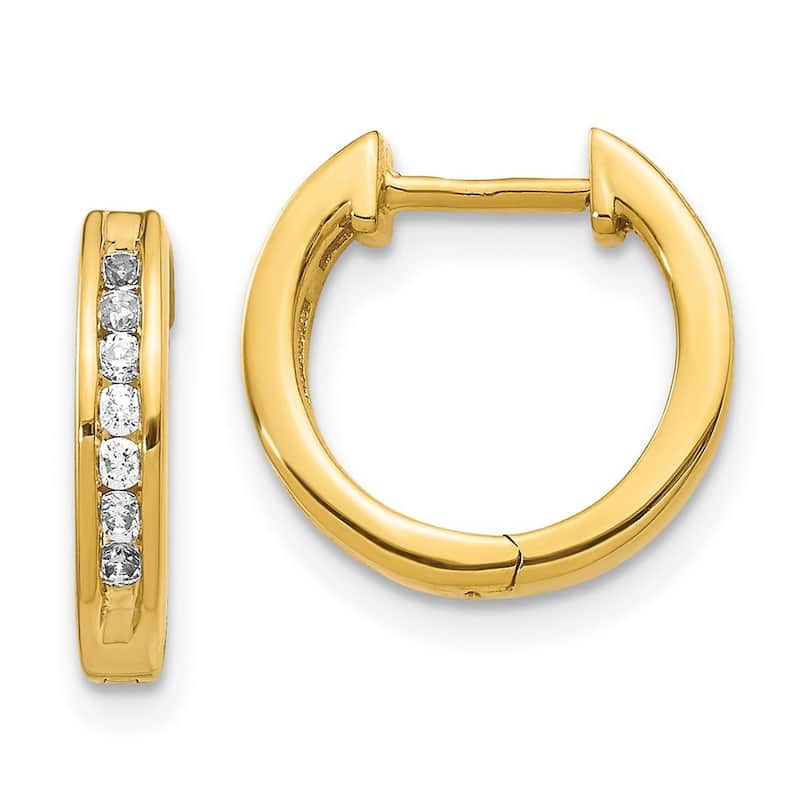 Curata 14k Diamond Hinged Hoop Earrings - 13x13mm Wide 2mm Thick