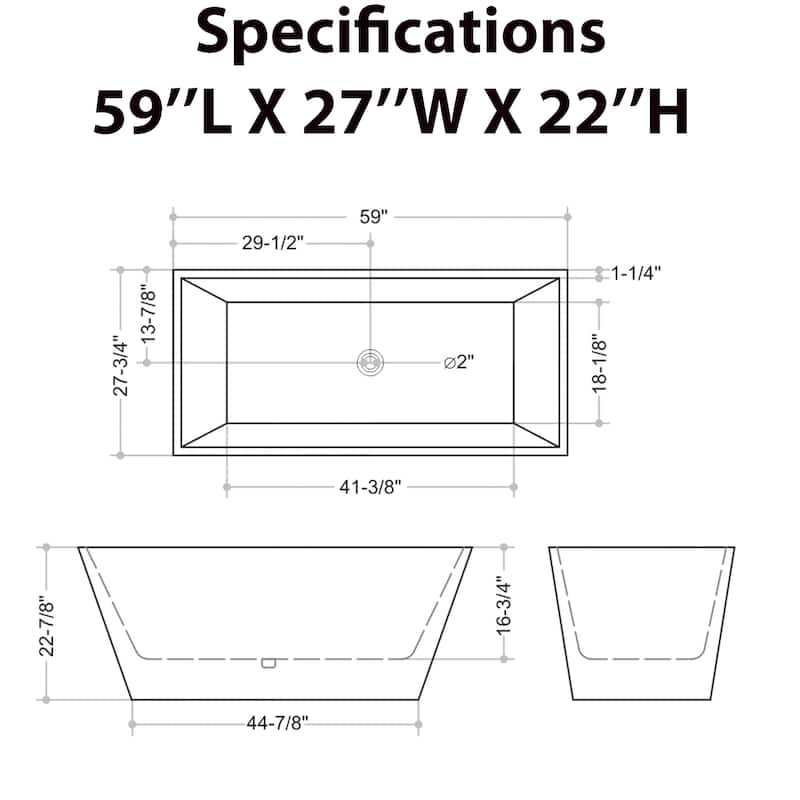 55''/59''/67'' Freestanding Bathtubs, Acrylic Soaking Bathtubs, Modern Spa Deep Soaking Tubs with Overflow & Drainer