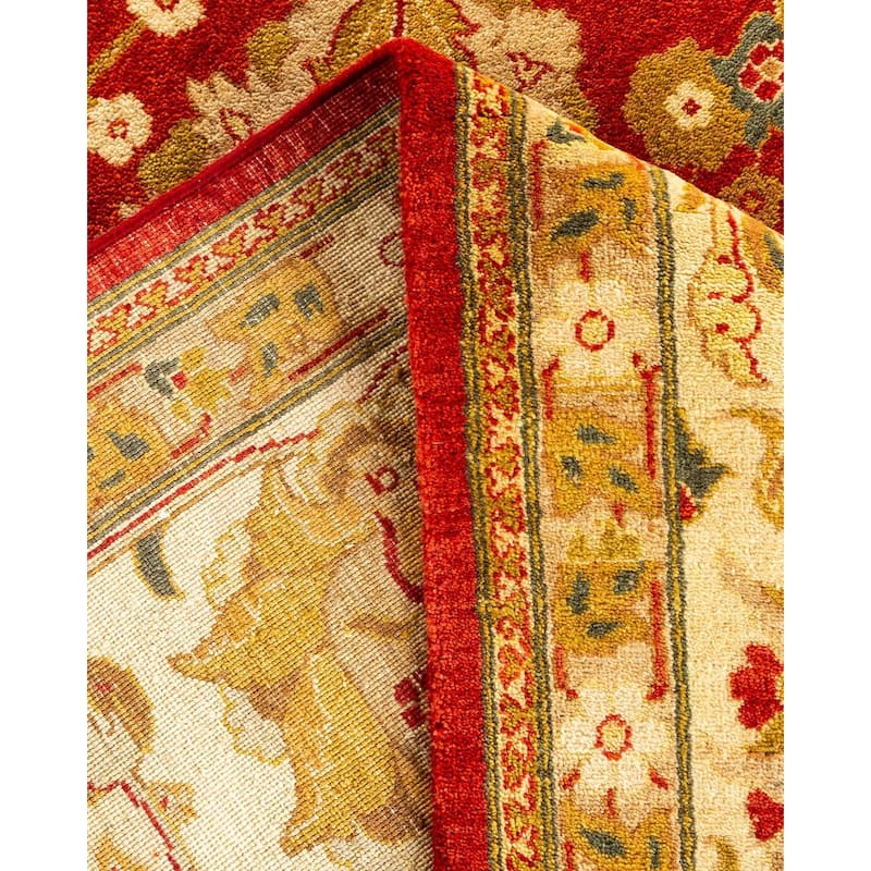 Overton Hand Knotted Wool Vintage Inspired Traditional Ottoman Red Area Rug - 8' 1" x 10' 1"