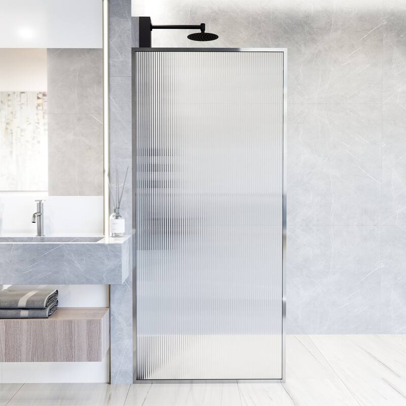 VIGO Meridian 34" W x 74" H Framed Fixed Shower Screen - Chrome