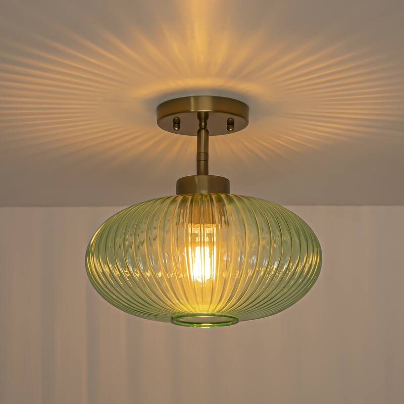 1 - Light Modern Glass Flush Mount Ceiling Light