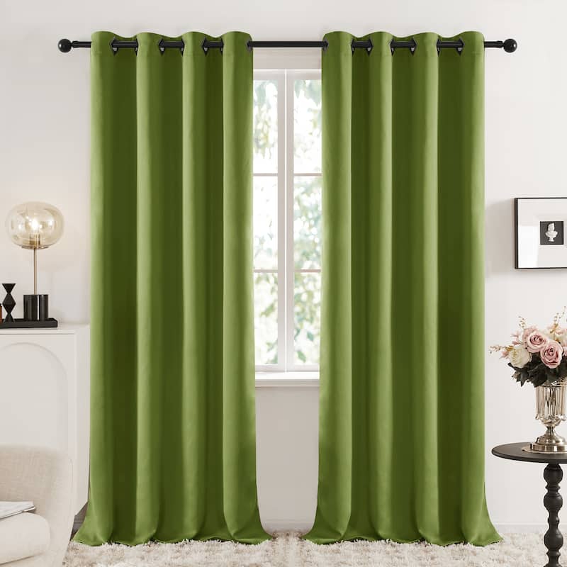 Deconovo Square Grommet Curtain Panel Pair(2 Panel) - 52x84 - Green