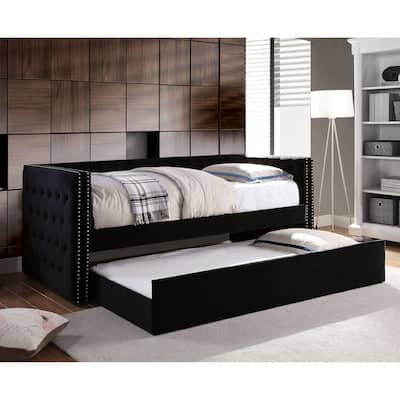 Gracewood Hollow Mokatsi Glam Tufted 2-Piece Daybed with Trundle Set