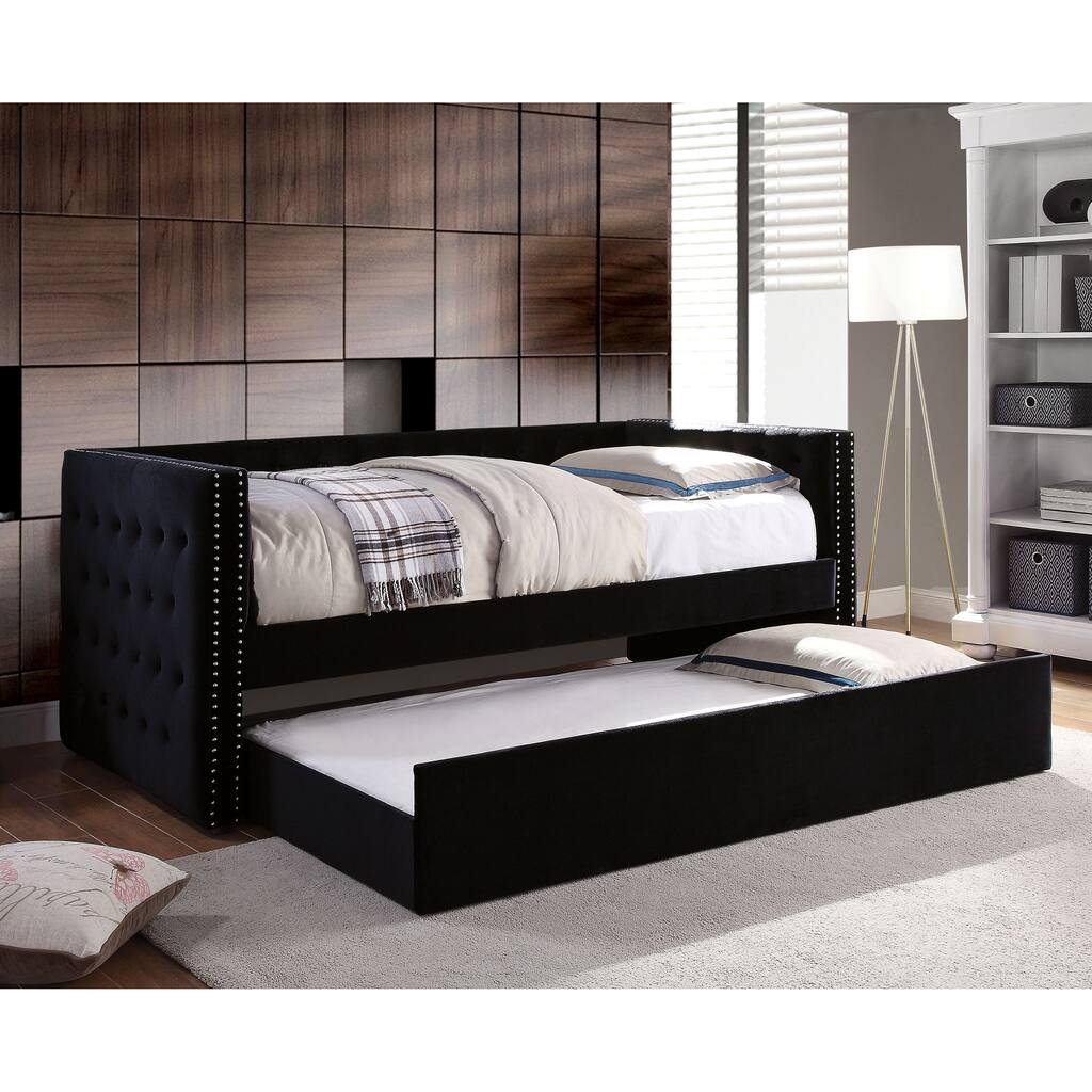 Gracewood Hollow Mokatsi Glam Tufted 2-Piece Daybed with Trundle Set