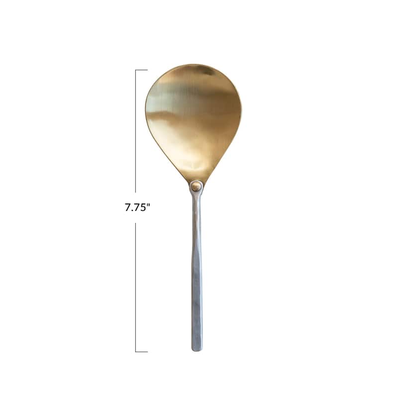 Brass Server with Hammered Aluminum Handle in Matte Finish - 7.5"L x 2.5"W x 0.3"H