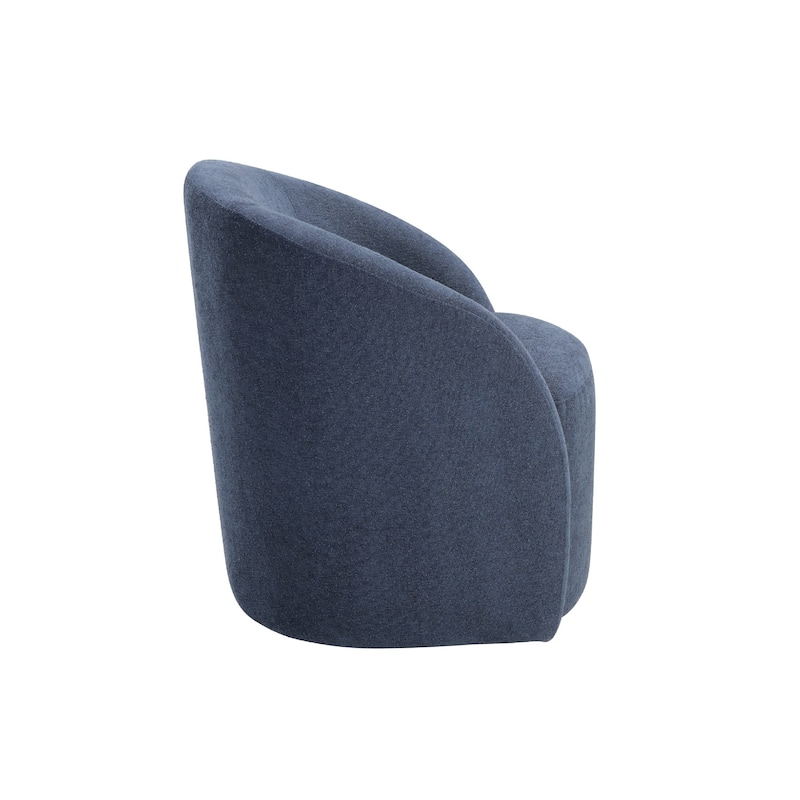 Saho Swivel Accent Chair, Barrel Style, Foam Padded, Modern Blue Boucle