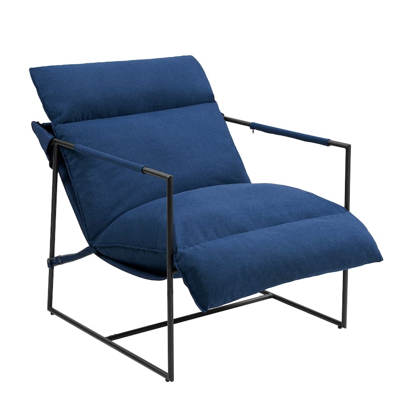 Metal Sling Accent Chair Armchair with Adjustable Headrest