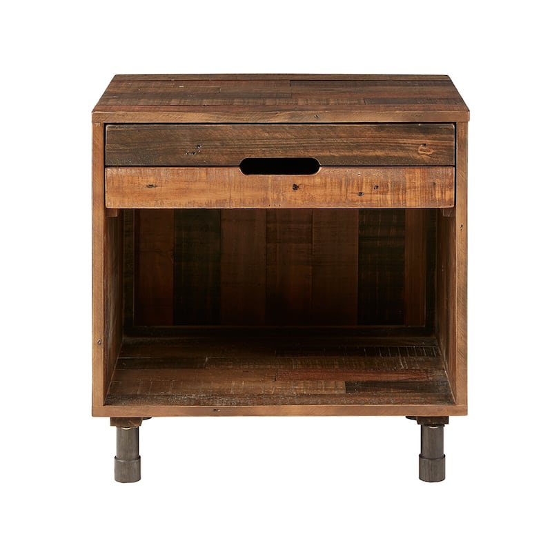 Solid Wood Nightstand with 1 Drawer and 1 Extra Roomy Compartment