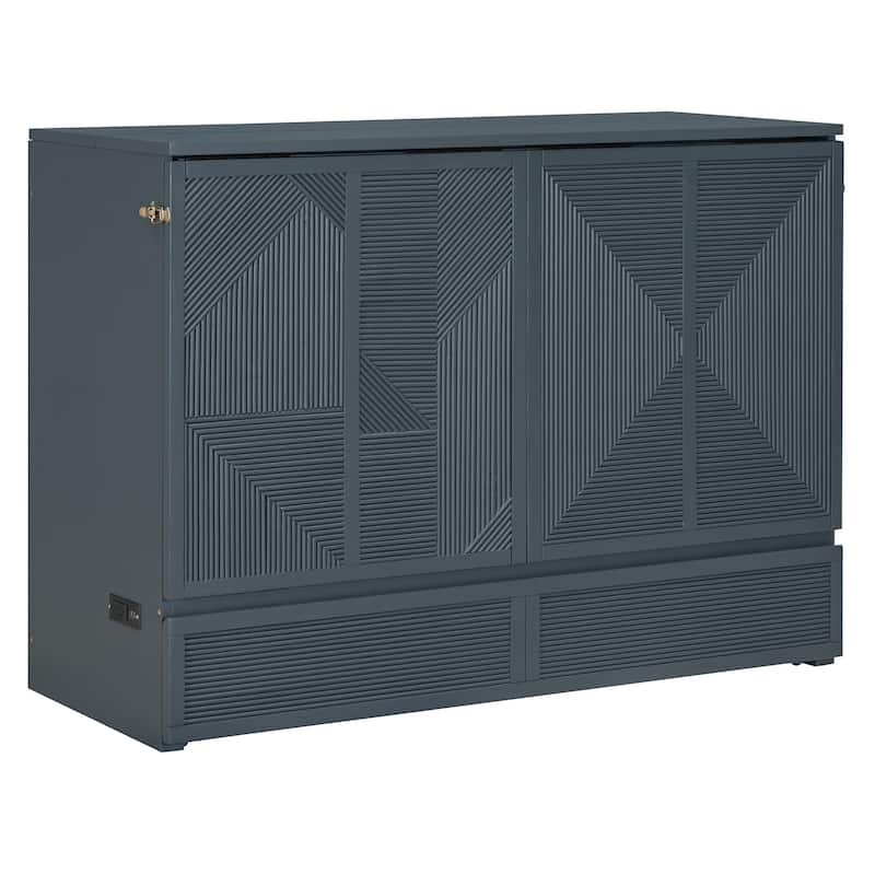 Full Murphy Bed with Storage Cabinet, USB Ports & Outlets