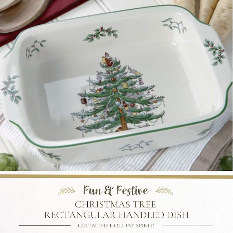 Spode Christmas Tree Rectangular Handled Dish