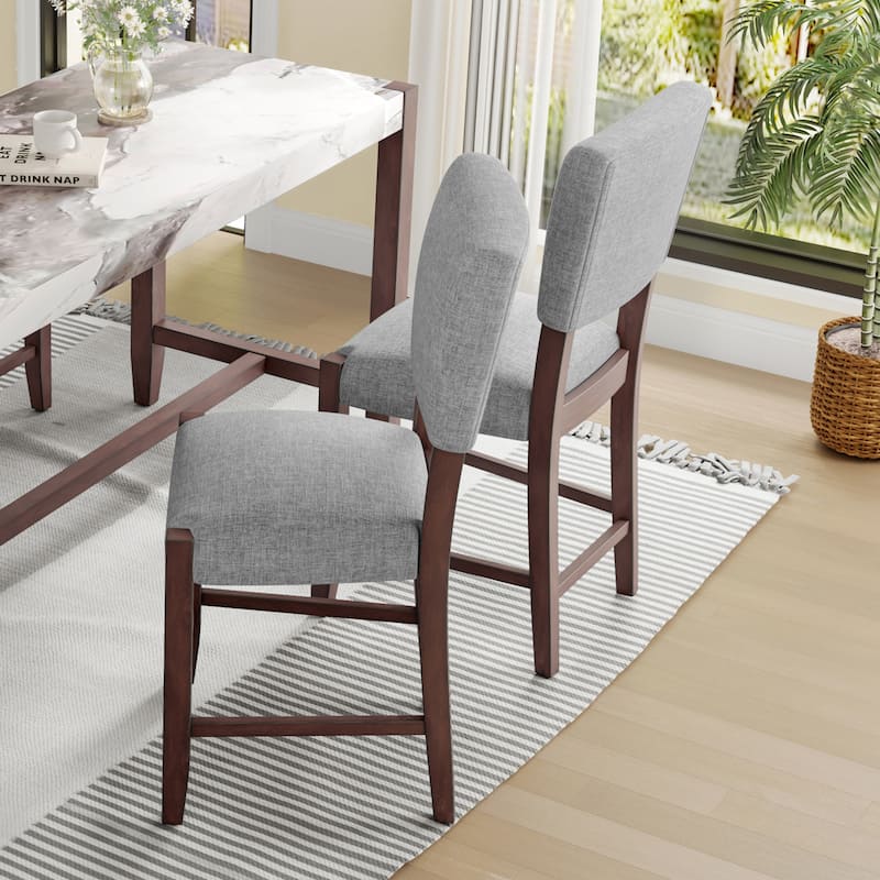 Roomfitters Mid Century Modern Bar Stools Set of 4, Counter Height Upholstered Bar Chairs with Back, Solid Wood Legs