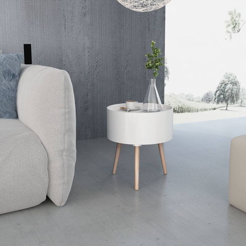 vidaXL Side Table with Serving Tray Accent Sofa End Table Furniture Round