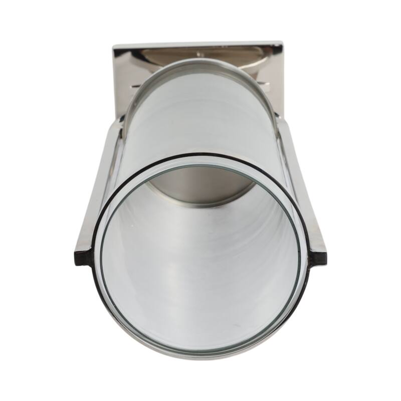 Modern Glass Pillar Candle Holder Decorative Lantern with Steel Frame