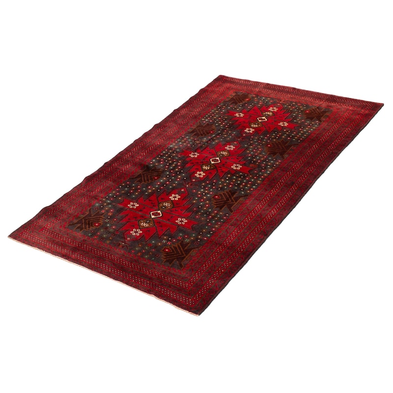 Teimani Navy, Red Rug 4'1" x 7'3" - 4'1 x 7'3