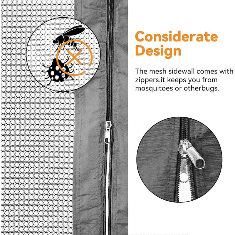Outdoor Gazebo Mosquito Nettings with Double Zipper, Replacement for Patio, Garden, Grey (Mosquito Net Only)