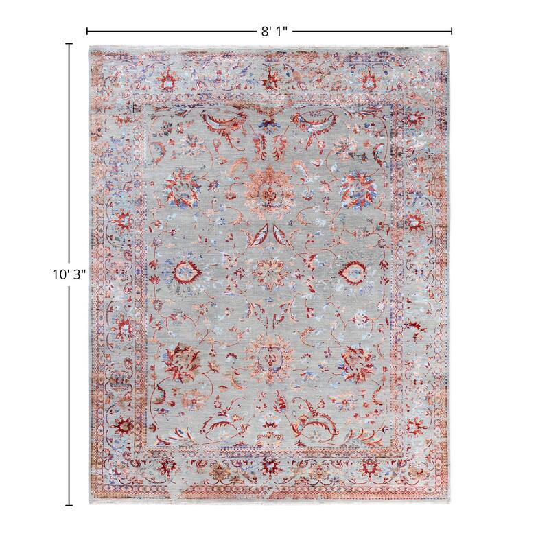 Ikat One-of-a-Kind Hand-Knotted Area Rug, Gray - 8' 1" x 10' 3"