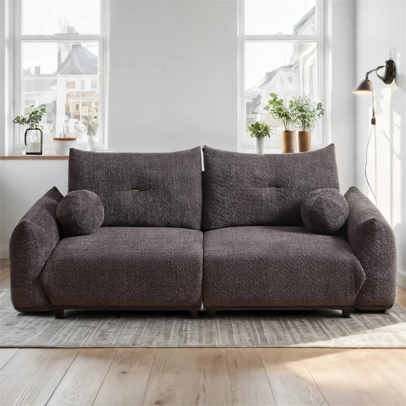90'' Comfortable Sofa with 2 Cushions, 2 Ball Pillows