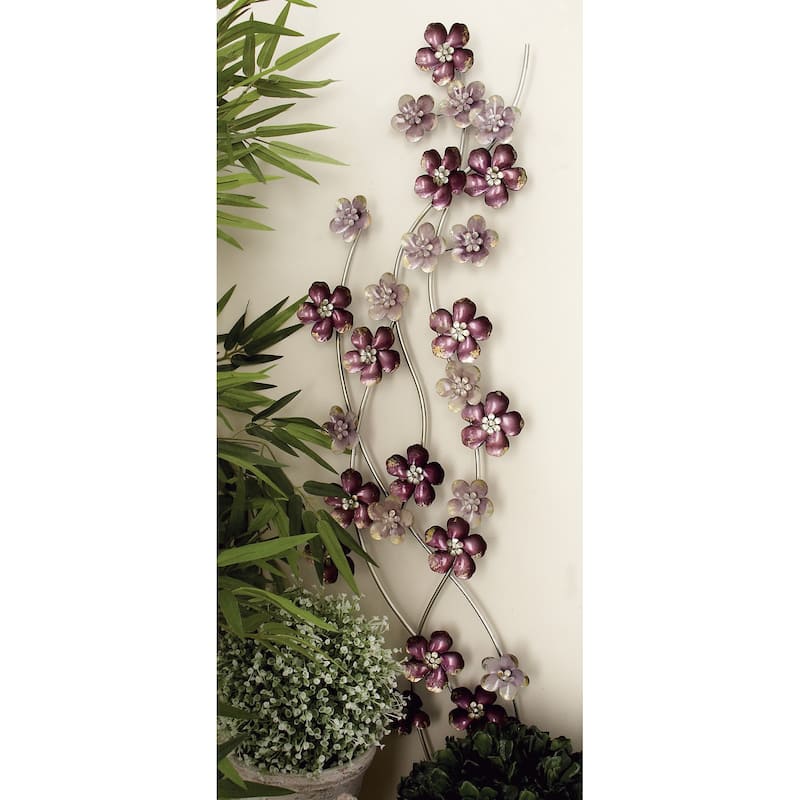 Metal Floral Wall Decor - Purple - Roche River Decor