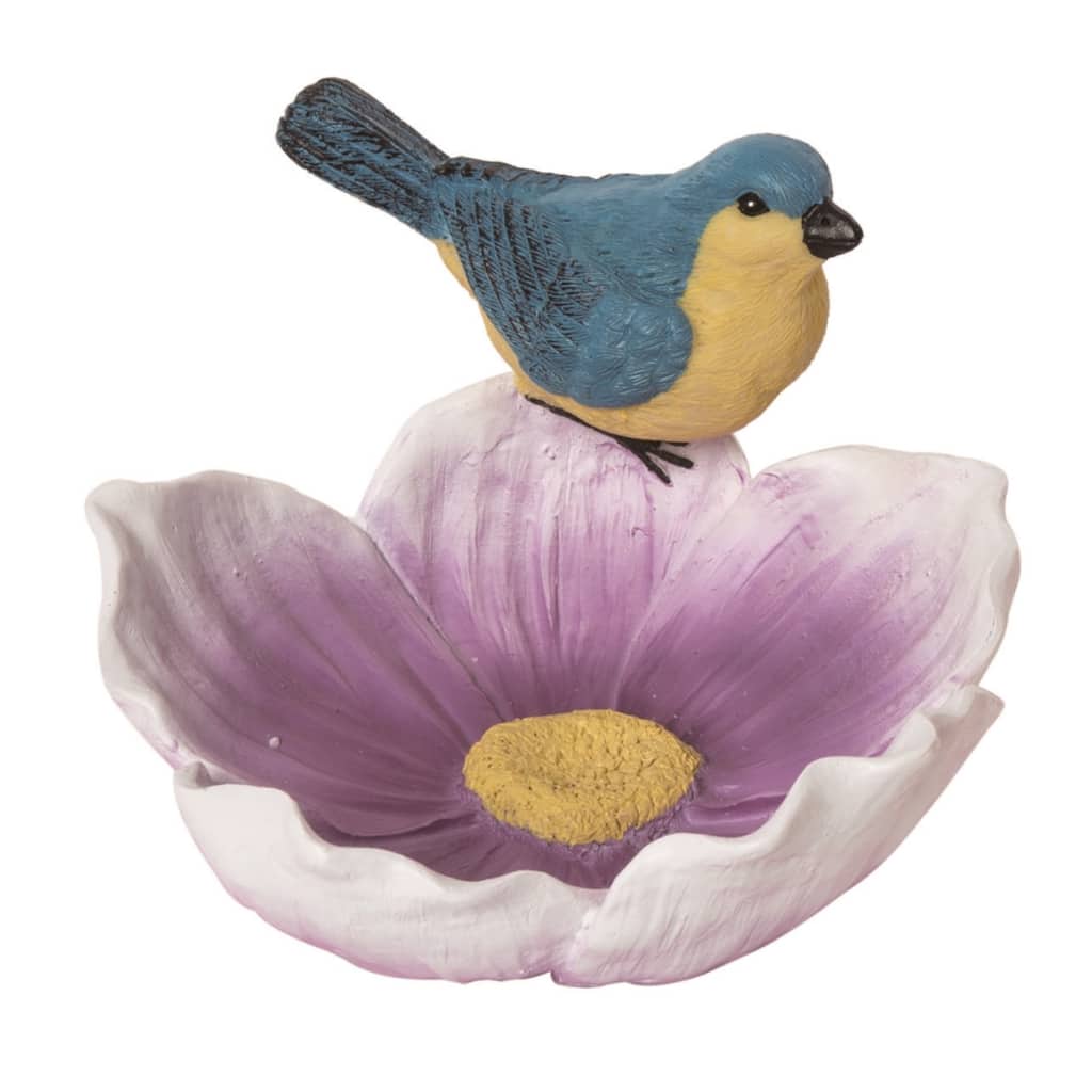 Transpac Resin 7.1" Blue Spring Bird on Flower Decor