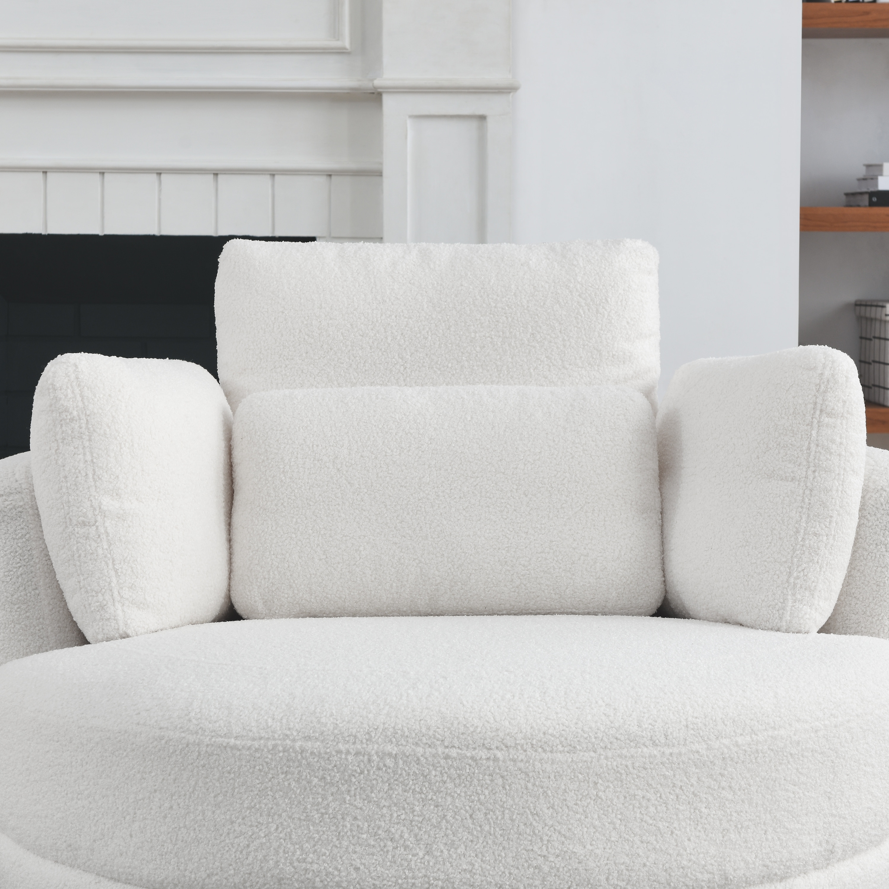 Oversized Swivel Chair with Moon Storage Ottoman for Living Room