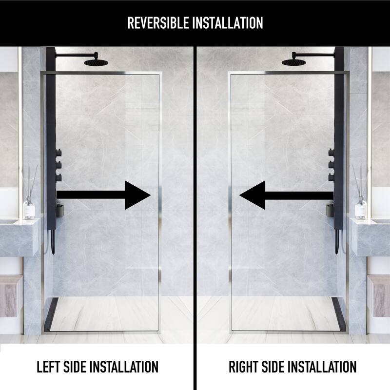 VIGO Meridian 34" W x 74" H Framed Fixed Shower Screen