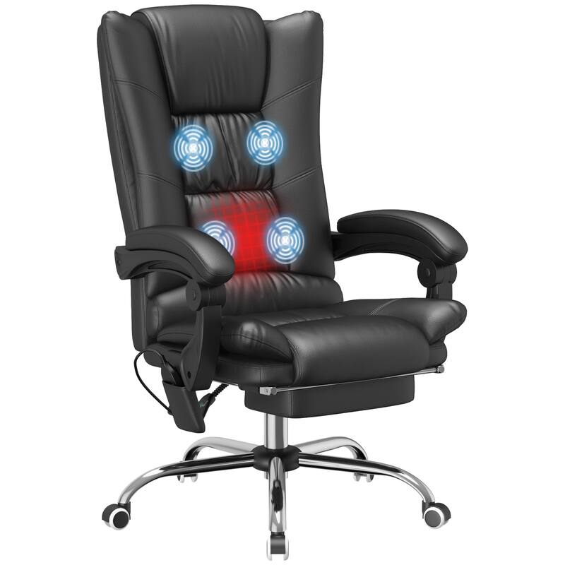 Ergonomic Executive Office Chair Massage Recliner Chair Computer Desk Chair with Lumbar Heating and Extendable Footrest