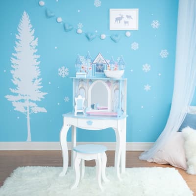 Teamson Kids - Dreamland Castle Play Vanity Set - White / Ice Blue