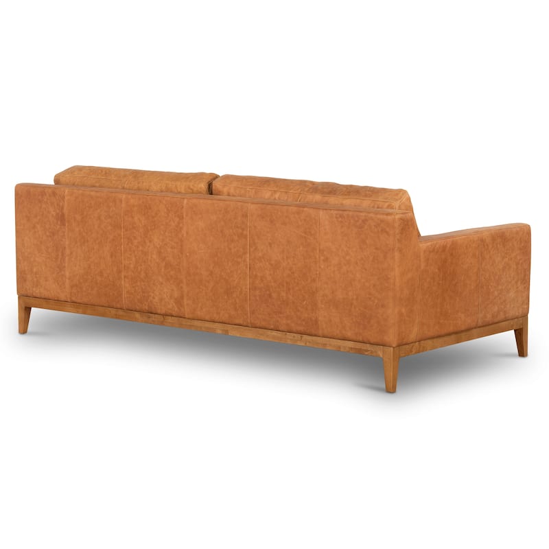 Poly & Bark Zyon 90" Sofa in Cognac Tan - Full Grain Genuine Italian Leather