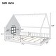 preview thumbnail 9 of 31, Full Size House Bed with Window and Fence Design, Solid Wood Floor Montessori Bed with LED Light and Roof Frame