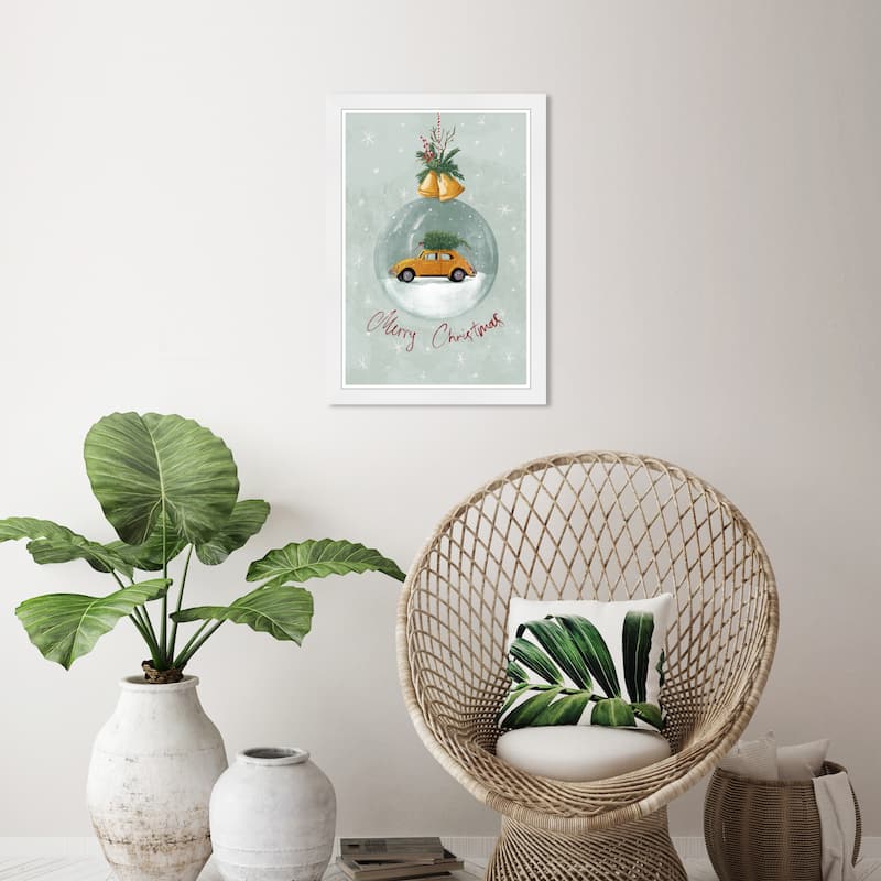 Wynwood Studio Prints Holiday and Seasonal Holiday Bells Sphere Blue and Teal Modern & Contemporary Wall Art Canvas Print - White