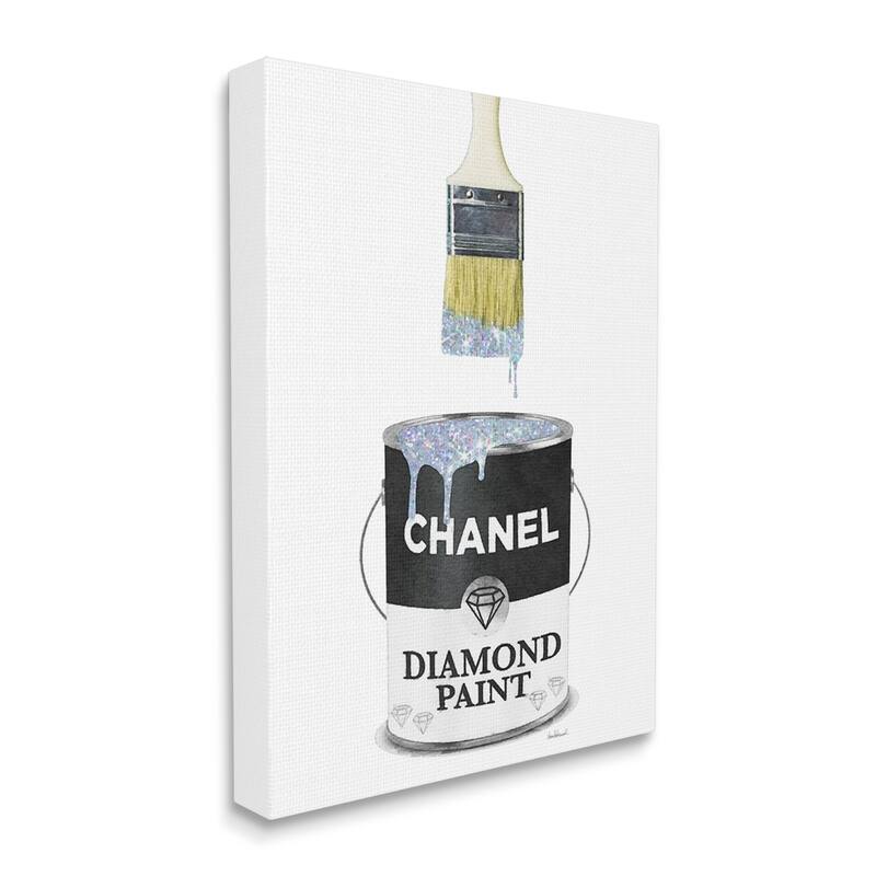 Stupell Glam Pop Fashion Diamond Paint Deluxe Designer Black Canvas Wall Art - White