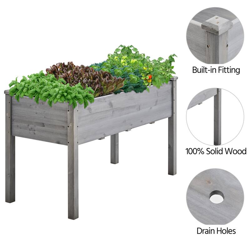 Yaheetech Raised Wooden Garden Bed Flower Boxes and Vegetable Planter