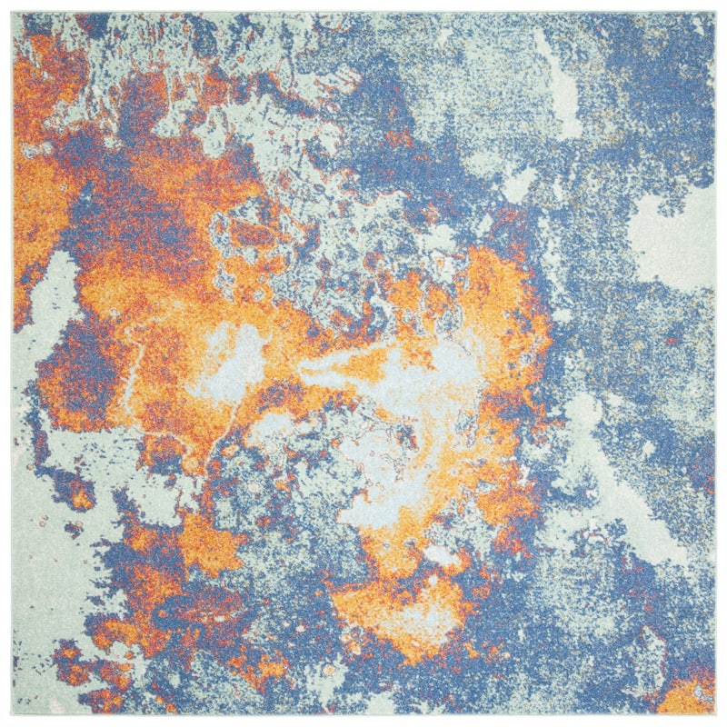 SAFAVIEH Prism Galini Vintage Abstract Rug - 6'7" Square - Cream/Aqua