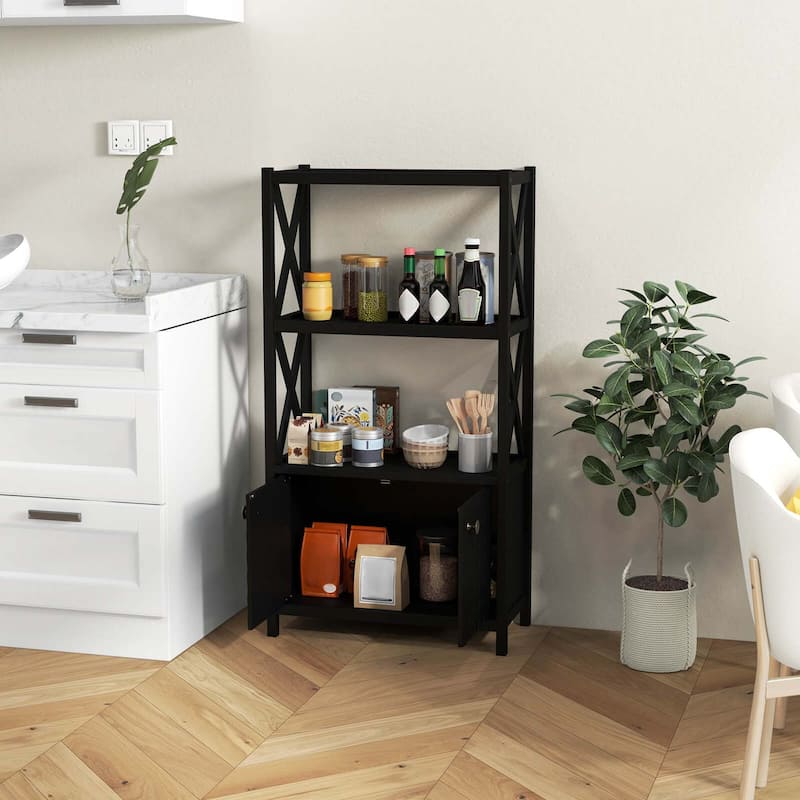 Costway Bathroom Storage Cabinet with Open Shelves & Double Doors - See Details
