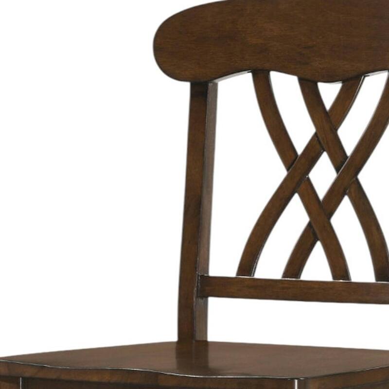 HomeRoots Set of Two 24" Walnut Solid Wood Counter Height Bar Chairs