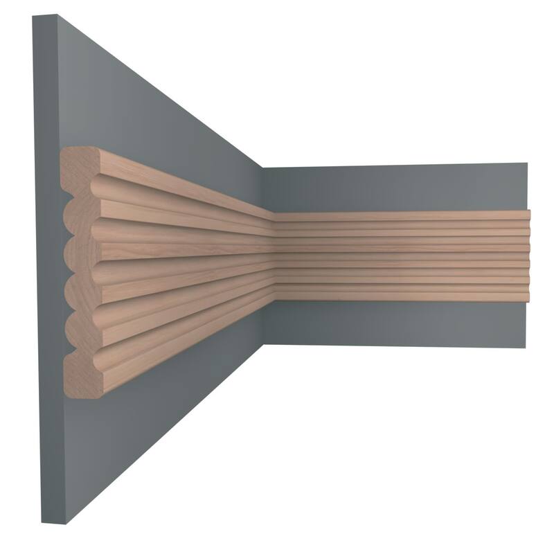 WM338: 9/16-in D x 3-3/8-in W x 96-in L Americraft Solid Hardwood Stain Grade Fluted or Reeded Reversible Moulding