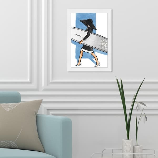 Oliver Gal 'Surfer Girl Tall' Fashion and Glam Framed Wall Art