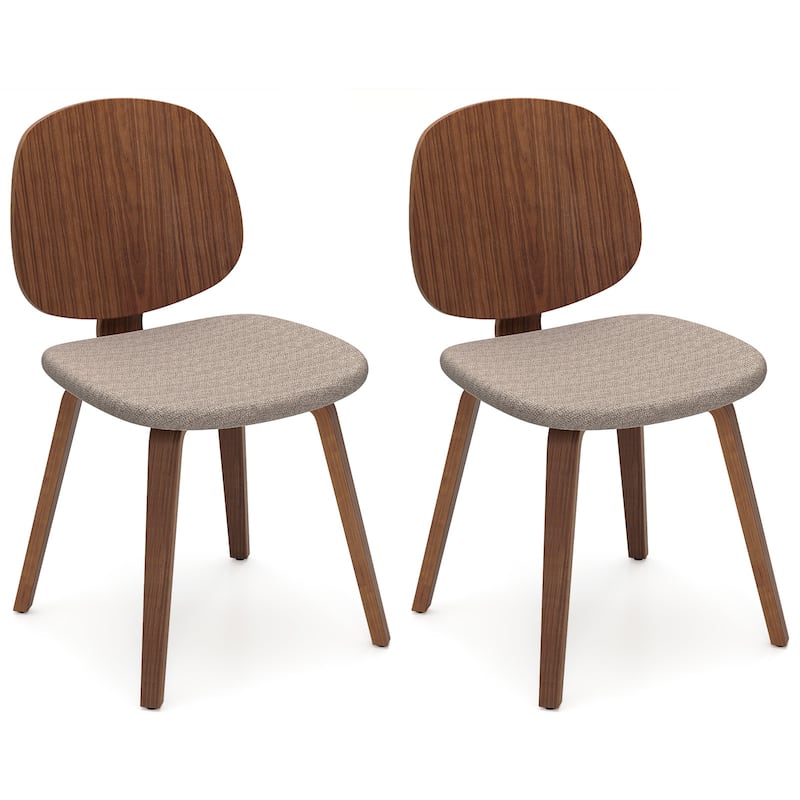 Walnut-Grey Bentwood Dining Chairs Set of 2 with Chenille Upholstery and Cushions - 19" x 20" x 32" - Walnut-Grey
