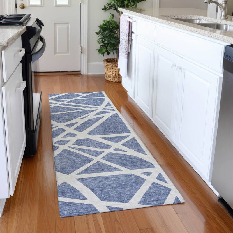Premium Washable Super Soft Contemporary Harvey Mayfield Rug - Denim - 2'3" x 7'6"