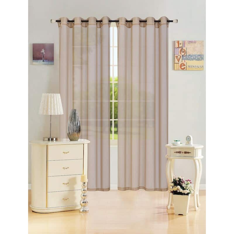 Leah Solid Sheer Curtain Single Panel, Grommet Top, Light Filtering 55"x84" - 55x84 - Gold